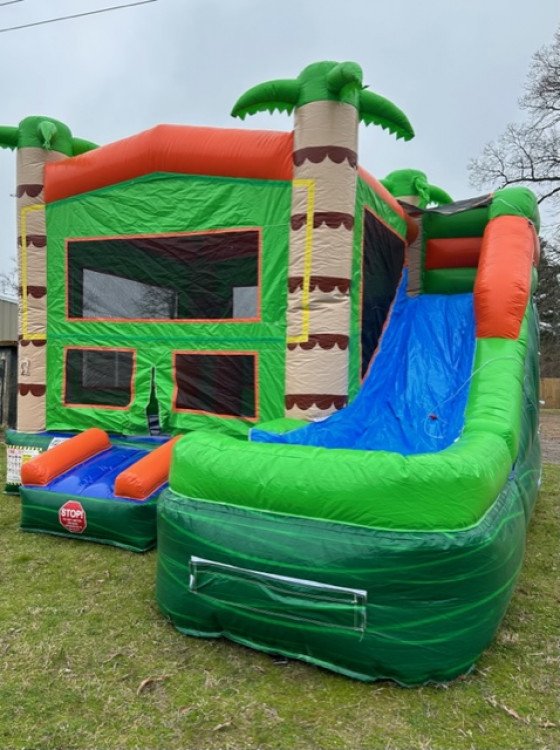 Tropical Bouncehouse/Slide Combo DRY/WET